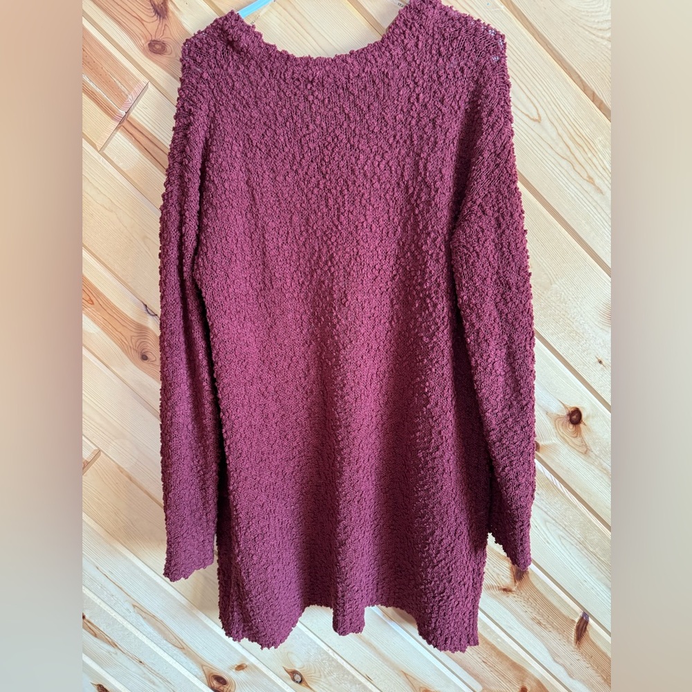 Women's Textured Rust Sweater Cardigan - Picture 5 of 5